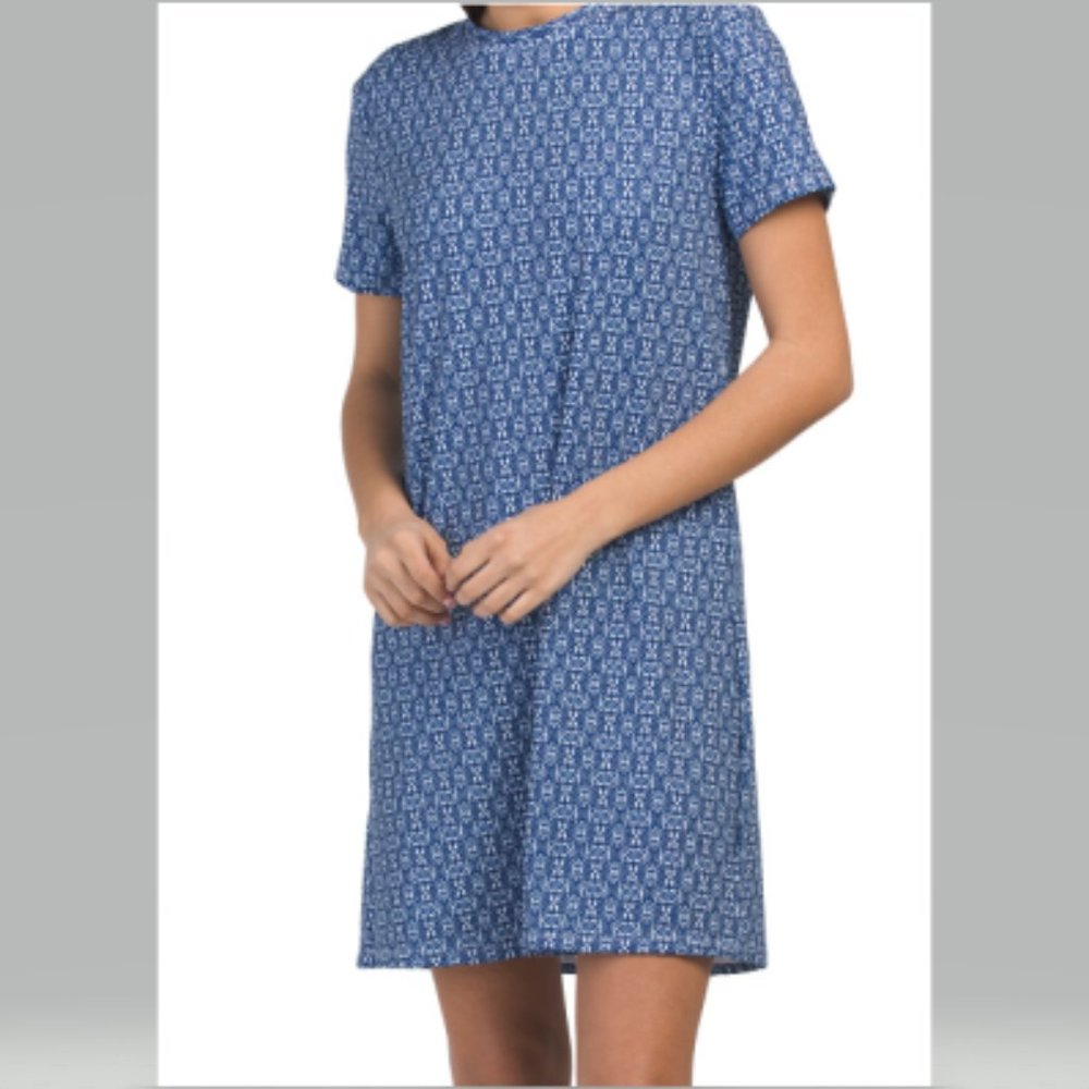 Cabana Life Blue Palms Cabana Shift Dress Size S NWT